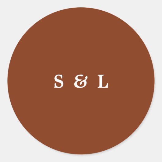 Rustieke Eenvoudige Monogram Bruiloft Envelop Stic Ronde Sticker (Voorkant)