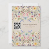 Rustieke Eenvoudige Wildflower Beige QR Code Bruil Kaart (Achterkant)