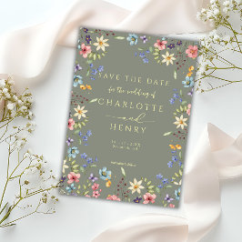 Rustieke Eenvoudige Wildflower Salie Garden Weddin Save The Date