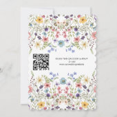 Rustieke Eenvoudige Wildflower Witte QR Code Bruil Kaart (Achterkant)