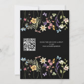 Rustieke Eenvoudige Wildflower Zwart QR Code Bruil Kaart (Achterkant)
