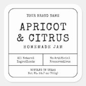 Rustieke Eenvoudige Zelfgemaakte Houdt Jam Jar Lab Vierkante Sticker (Voorkant)