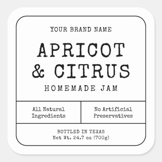 Rustieke Eenvoudige Zelfgemaakte Houdt Jam Jar Lab Vierkante Sticker (Voorkant)