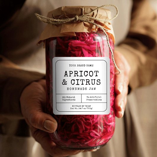 Rustieke Eenvoudige Zelfgemaakte Houdt Jam Jar Lab Vierkante Sticker