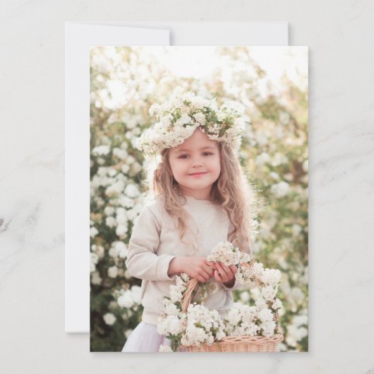 Rustieke Eerste Heilige Communie Fotouitnodiging Aankondiging (Achterkant)