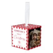 Rustieke eerste kerst Baby Keepsake Decoratie (Voorkant hoekig)