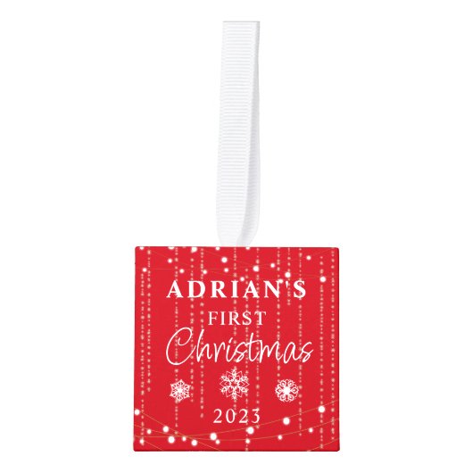 Rustieke eerste kerst Baby Keepsake Decoratie (Voorkant)