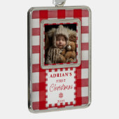 Rustieke eerste kerst Baby Keepsake Verzilverd Omlijst Ornament (Rechts)