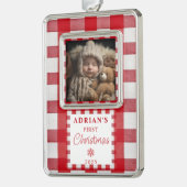 Rustieke eerste kerst Baby Keepsake Verzilverd Omlijst Ornament (Links)