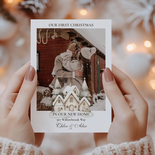 Rustieke eerste kerst nieuwe huis collage feestdagenkaart