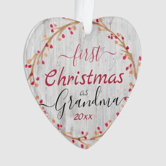 Rustieke Eerste Kerstmis als Oma Een Foto Ornament (voorkant)