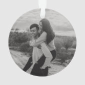 Rustieke Eerste Kerstverloofde Foto & Plaid Ornament (achterkant)