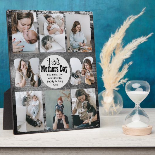 Rustieke eerste moederdag fotocollage plaque fotoplaat (Zijkant)