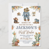 Rustieke eerste rodeo wild west jongen 1e verjaard kaart (Voorkant)