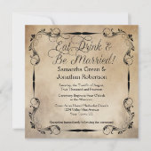 Rustieke  Eet Drink Wees getrouwd Bruiloft Kaart (Voorkant)