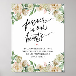 Rustieke eeuwige herinneringsbord in onze harten poster