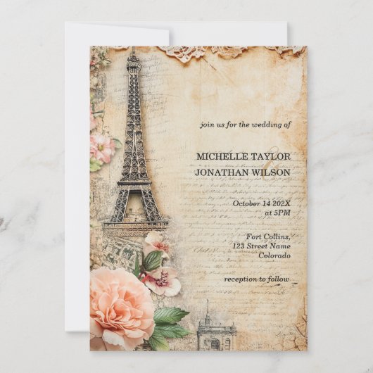  rustieke Eiffeltoren in Parijs Kaart (Voorkant)