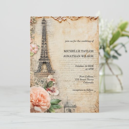  rustieke Eiffeltoren in Parijs Kaart (Staand voorkant)