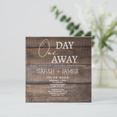 Rustieke eik een dag weg repetitie diner bruiloft kaart (Staand voorkant)