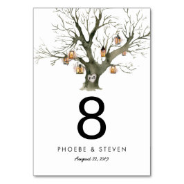 Rustieke eiken boom bruiloft enkele tafel nummers kaart