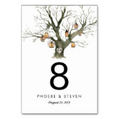 Rustieke eiken boom bruiloft enkele tafel nummers kaart (Achterkant)