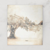 Rustieke eiken boom en gesneden hart bruiloft plaatskaartje (Buitenkant ongevouwen)