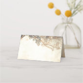 Rustieke eiken boom en gesneden hart bruiloft plaatskaartje (Achterkant)