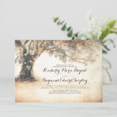 Rustieke eiken boom en gesneden hart verlovingsfee kaart (Staand voorkant)