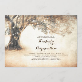 Rustieke eiken boom en String Lights Baby shower Kaart