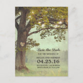 Rustieke eiken boom en String Lights Save the Date Aankondigingskaart (Voorkant)