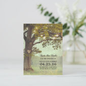 Rustieke eiken boom en String Lights Save the Date Aankondigingskaart (Staand voorkant)