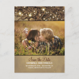Rustieke eiken boom foto Save the Date Aankondigingskaart