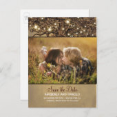 Rustieke eiken boom foto Save the Date Aankondigingskaart (Voorkant / Achterkant)