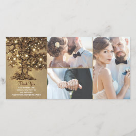 Rustieke eiken boom lichten bruiloft dank u bedankkaart