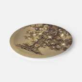 Rustieke eiken boom string lichten papieren bordje (Gekanteld)