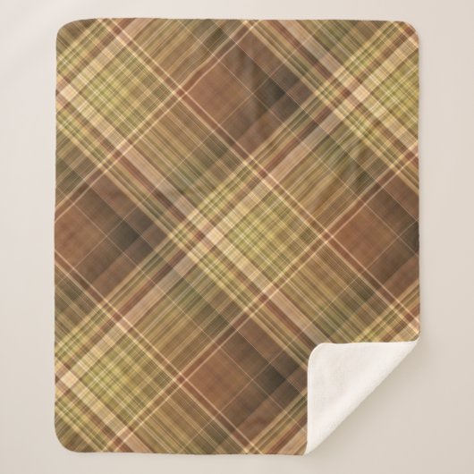 Rustieke eiken bruin en olijfgeruite sherpa deken (Voorkant)