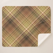 Rustieke eiken bruin en olijfgeruite sherpa deken (Voorkant (horizontaal))