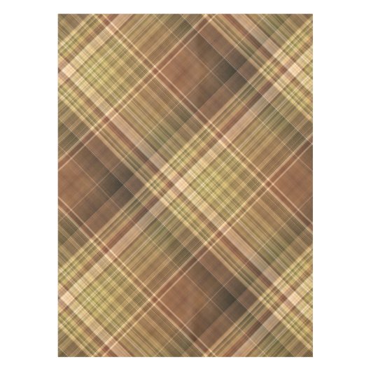 Rustieke eiken bruin en olijfgeruite tafelkleed (Voorkant)