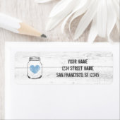 Rustieke eiken hout blauw hart retour adres labels (Insitu)