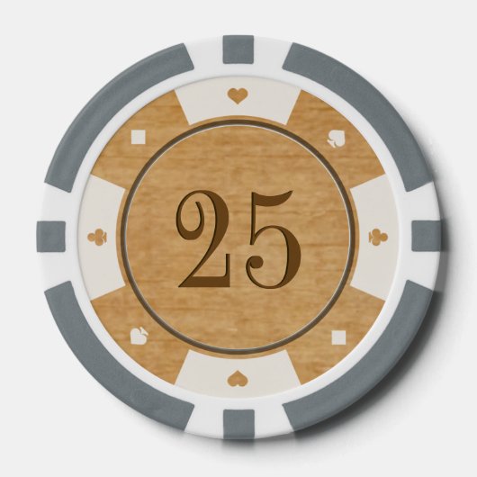 Rustieke eiken hout casino stijl poker chips (Voorkant)