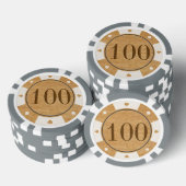 Rustieke eiken hout casino stijl poker chips (Opstapeling)