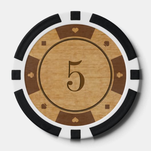 Rustieke eiken hout casino stijl poker chips (Voorkant)
