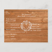 Rustieke eiken hout & hart stomp foto bruiloft RSV Uitnodiging Briefkaart (Achterkant)