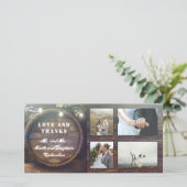 Rustieke eiken vat land bruiloft dank u bedankkaart (Staand voorkant)