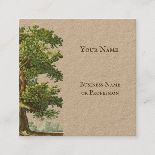  rustieke eikenboom Custom Vierkante Visitekaartje (Voorkant)