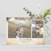 Rustieke  Eikenboomtakken Trouwfoto's Bedankkaart (Staand voorkant)