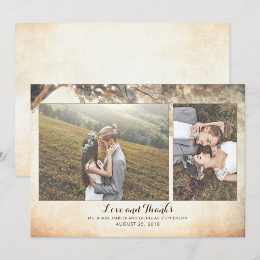 Rustieke  Eikenboomtakken Trouwfoto's Bedankkaart (Voorkant / Achterkant)