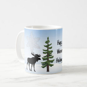 Rustieke Eland Hut Stijl Winter Vakantie Koffiemok