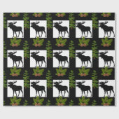 Rustieke eland met dennenboomtakken cadeaupapier (Vlak)