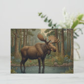 Rustieke elanden bohemian bos groen kaart (Staand voorkant)